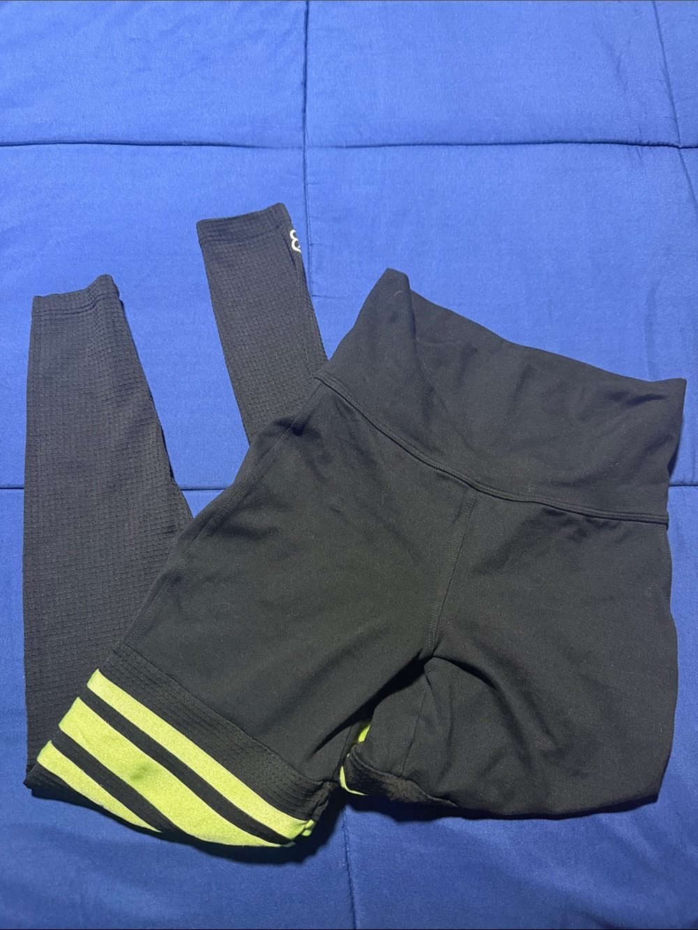 Bombshell sportswear Black Leggings with Neon Green Stripe Detail